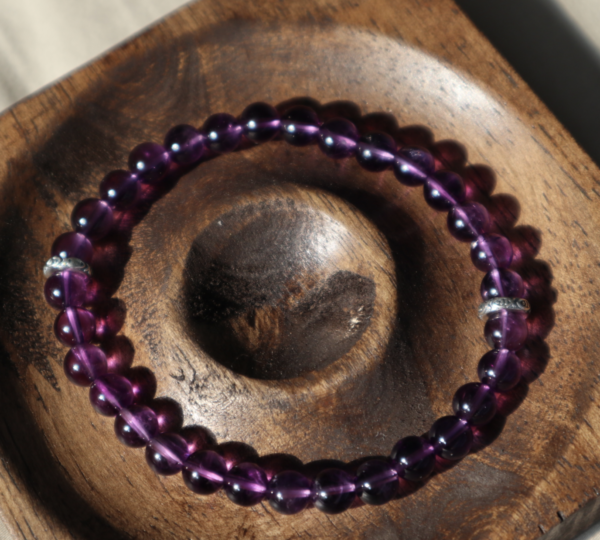 6mm Natural Amethyst Bracelet with Koi Fish Ring