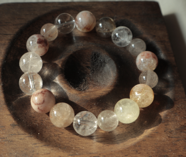 #E003 10mmClear Quartz, Yellow Pagoda Crystal, Rabbit Hair, Crystal DIY Design Bracelet