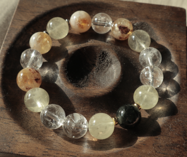 #E002 12mm Clear Quartz, Rabbit Hair, Citrine, Crystal DIY Design Bracelet