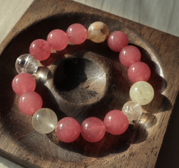 #D009 12mm Rhodochrosite, Clear Quartz, Crystal DIY Design Bracelet